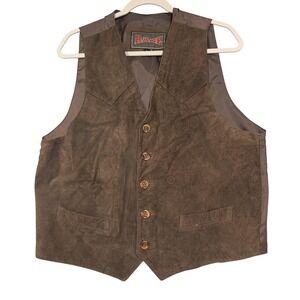 Rage Vest Mens Medium 40 Brown Suede Western Button Pockets Workwear Casual